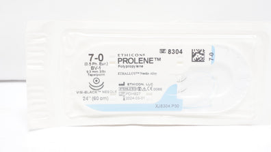 Ethicon 8304 7-0 Prolene BV-19.3mm 3/8c Taperpoint Visi-Black Needle 24In (x)